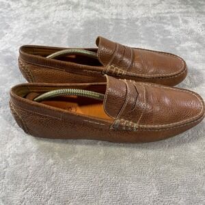 MARTIN DINGMAN Penny Loafer Driving Moccasin Mens 9 Brown Leather Shoes Casual